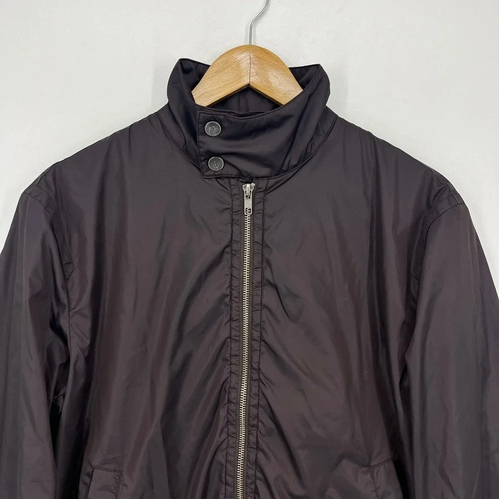 John Varvatos Mens Bomber Jacket Dark Plum Purple Nylon Mock Neck Size S